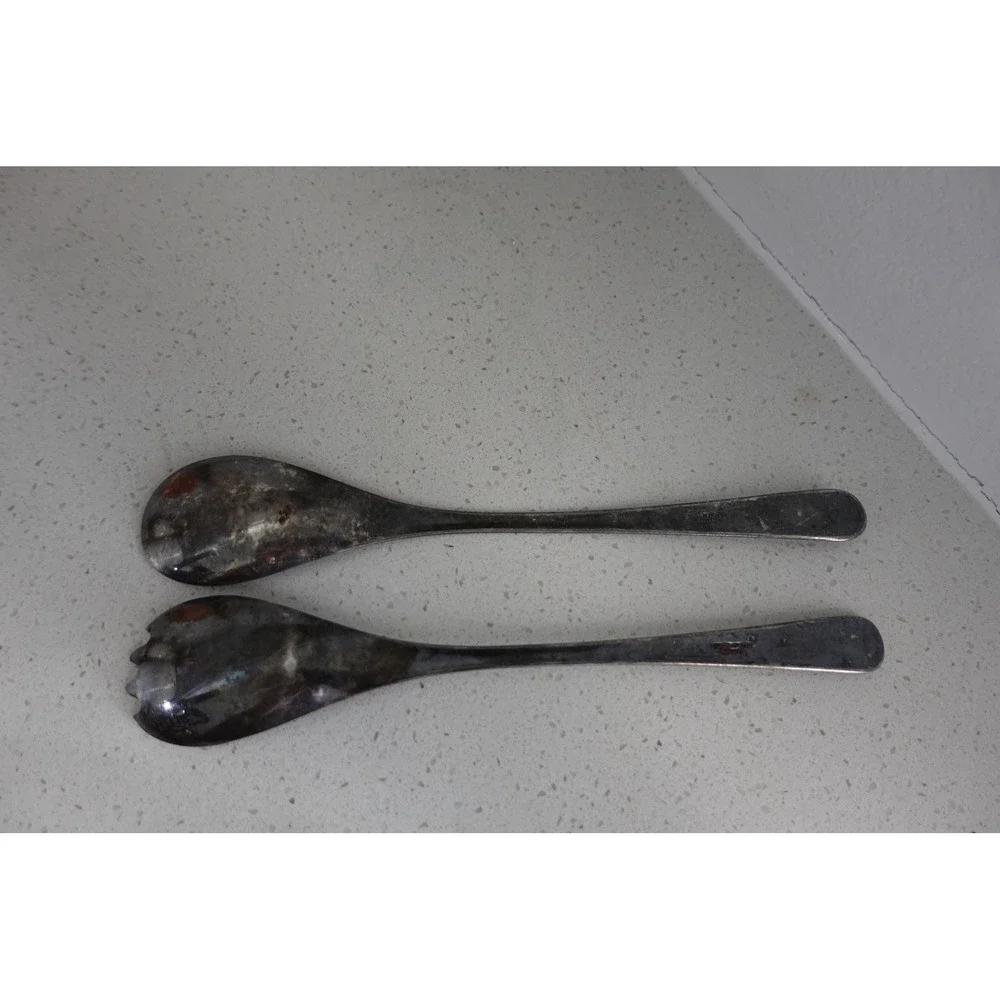 Vintage Silver Plated England Spoon & Spork Set‎ Serving Utensils